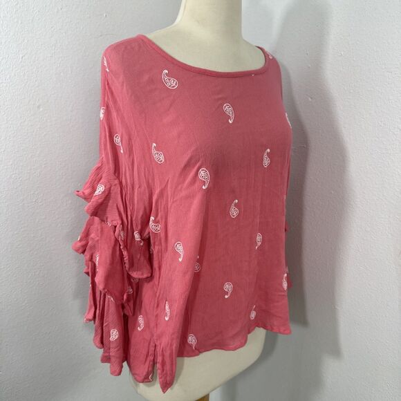 Liz Claiborne Blouse Womens M Paisley Embroidery Flare Boho‎ Gypsy Cottagecore - Picture 3 of 11